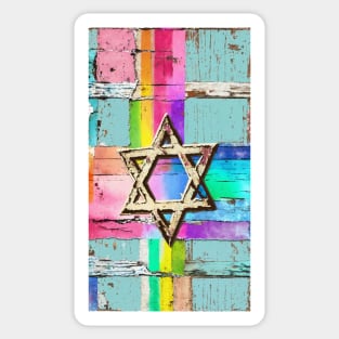 Rainbow Star of David Sticker